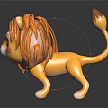 Cute Cartoon Lion Toy With Orange Mane And Pink Cheeks On Black Background