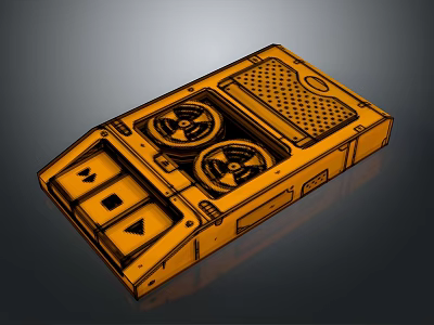 Orange Electronic Device With Dual Fans Perforated Surface And Control Panels 3d model