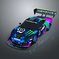 Porsche Race Car With Monster Logo And Neon Colored Design Large Spoiler