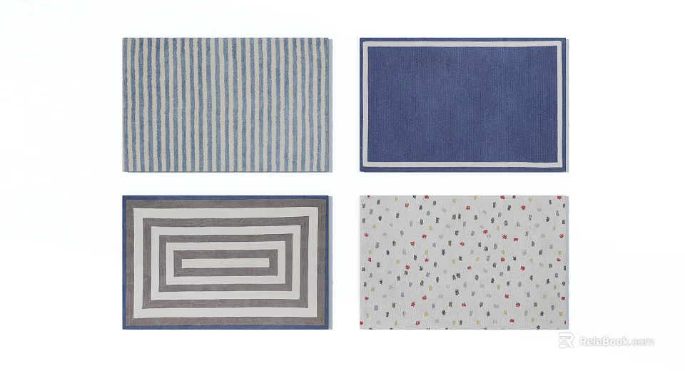 Square Rugs With Striped Solid Layered And Polka Dot Patterns For Home 3d model
