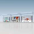 Transparent Roof Bus Shelter with Colorful Advertisement Posters and Text