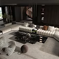 Modern Living Room With Spacious L Shaped Sofa And Marble Coffee Table
