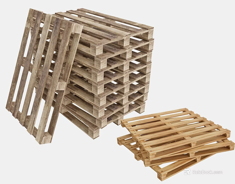 Stackable Industrial Wooden Pallets For Heavy Duty Transportation And Storage Applications 3d model 