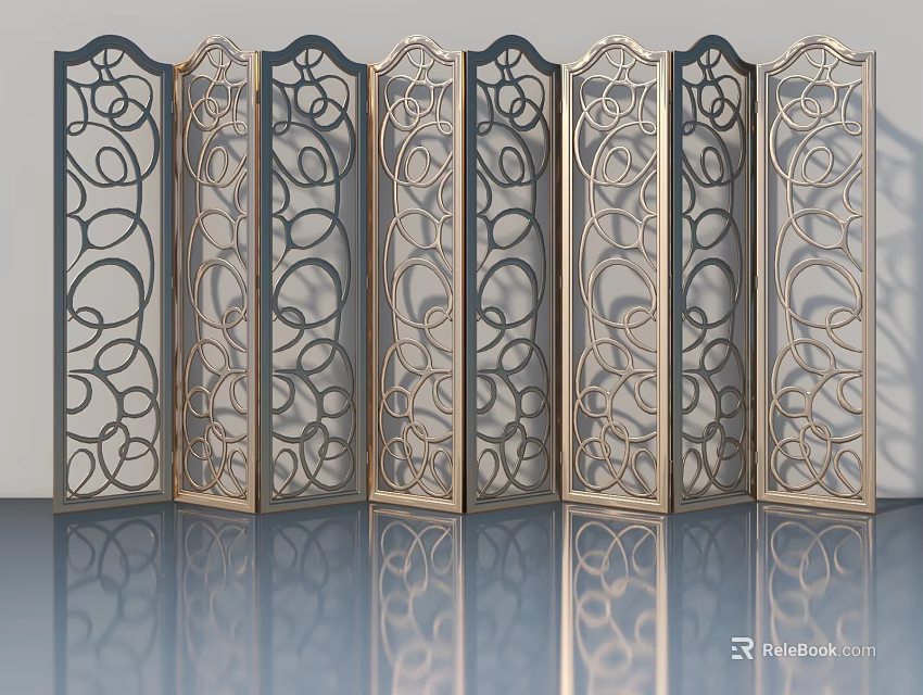 Modern Swing Door With Intricate Carved Patterns For Home Interior Design 3d model