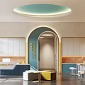 Modern Hospital Outpatient Clinic Interior With Blue Beige Decor Curved Archway And Soft Lighting