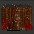 Vintage Television With Cracked Glass Screen Antenna And Red Accents Design