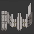 White Modular Structural Equipment With Vertical Horizontal Bars And Stacked Modules