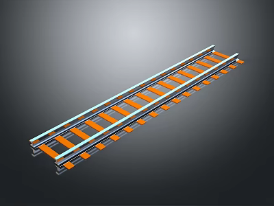 Railway Track Architectural Structure Featuring Steel Rails Wooden Sleepers And Fastening Components 3d model