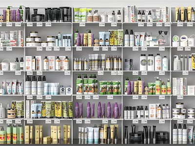 Well Organized Display Shelves With Various Products In Retail Store Setup 3d model
