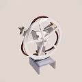 Mechanical Structure Featuring White Base Yellow Frame And Red Circular Rings 3d model