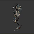 Muscular Wolf Warrior Figure With Black Gold Blue Armor And Sharp Claws