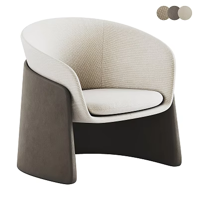 Modern Lounge Chair Featuring Light Beige Fabric And Dark Brown Support Base 3d model