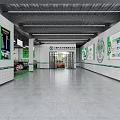 Spacious Modern 4S Dealership Showroom With Green Decor Car Display Posters And Glass Doors