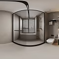 Modern Bathroom Interior With Glass Shower Vanity And Wall Mirror Design