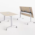 Foldable Office Desk With Wooden Top Metal Frame And Rolling Wheels