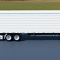 White Commercial Truck With Long Enclosed Trailer And Multiple Wheels Simple Design