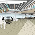 Spacious Modern Shopping Mall Hall With Ceiling Design Tile Floor And Service Counter