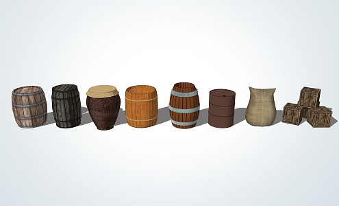 New Chinese Style Barrel Country Wooden Barrel Water Tank 3d model