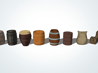 New Chinese Style Barrel Country Wooden Barrel Water Tank 3d model