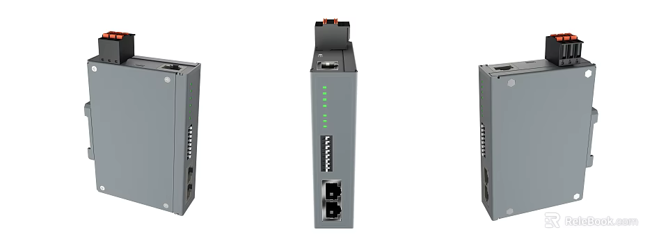 Gray Industrial Electronic Modules With Ethernet Port And Green Indicator Lights 3d model 