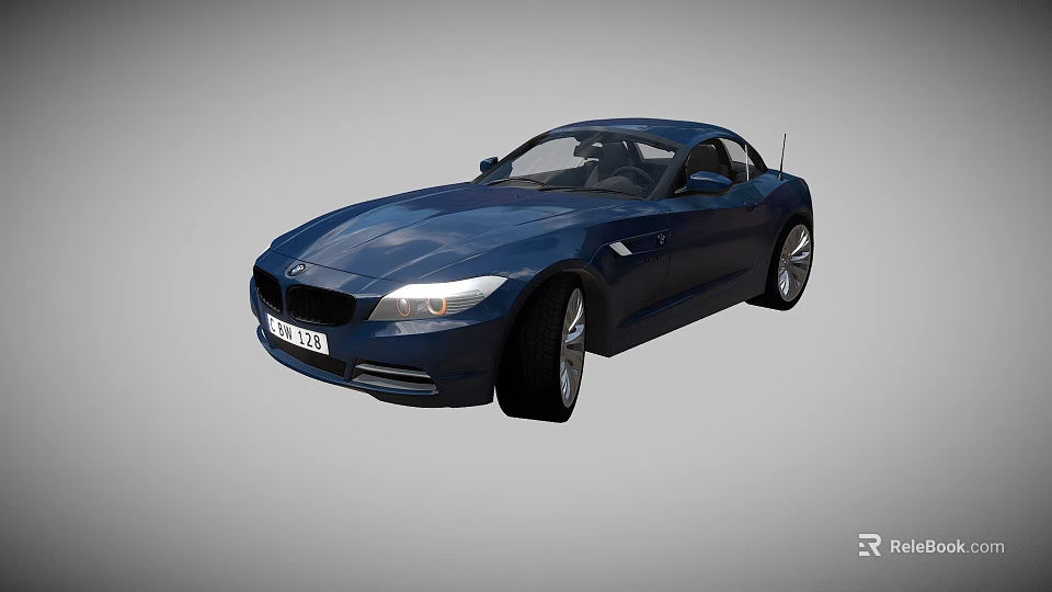 Blue BMW Convertible Sports Car With Sleek Exterior And Stylish Design 3d model 