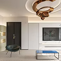 Modern Living and Dining Room Interior With Green Velvet Sofa Metal Chair And Herringbone Floor