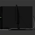 Black Desktop Tower With Green Accent Monitor Displaying Charts And Wired Keyboard Setup