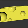 Bright Yellow Cheese Slice With Smooth Texture And Round Holes On Reflective Black Surface 3d model