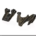 Futuristic Mechanical Components With Brown Black Geometric Design And Intricate Details