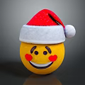 Yellow Smiling Doll In Red Santa Hat With White Trim And Pom Pom Red Blush