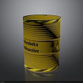 Yellow Radioactive Barrel With Black Yellow Warning Stripes And Radioactive Symbol
