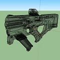 Tactical Assault Rifle With Holographic Sight Black Body Orange Grip Modern Weapon Design