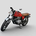 Red Vintage Motorcycle With Brown Seat And Silver Engine Design 3d model