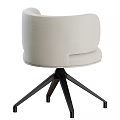 Modern Office Chair With Light Beige Upholstered Seat Curved Armrests And Black Metal Base