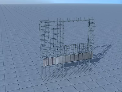 3D Rendered Scaffolding Structure With Metal Frame On Grid Floor Surface 3d model
