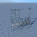 3D Rendered Scaffolding Structure With Metal Frame On Grid Floor Surface