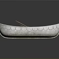 White Hull Boat With Red Interior Two Oars And Small Bucket