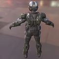 Sci-Fi Biological Character in Military Armor with Blurred Building and Lighting