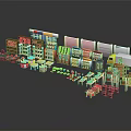 Varied Retail Store Components Featuring Shelves Product Displays Carts And Checkout Units