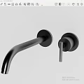 Modern Sleek Black Two Piece Faucet With Curved Spout And Round Handle