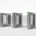 Public Facility Automatic Turnstile in Silver with Green Indicator and Glass Doors