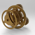 Industrial Equipment Featuring Golden Meshing Gears And Precision Mechanical Components
