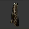 Elegant Embroidered Vest With Dark Blue Fabric And Gold Trim Floral Patterns