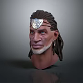 Game and Movie 3D Character Model With Dreadlocks Silver Headband Blue Eyes Beard And Earrings