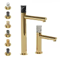 Golden Faucets with Marble Top in Various Styles and Bathroom Accessories