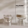 POLIFORM Modern Transparent Stool With Beige Padded Seat And Sleek Design