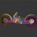Custom Built Motorcycle With Oversized Treaded Tires And Exposed Metallic Frame Design 3d model
