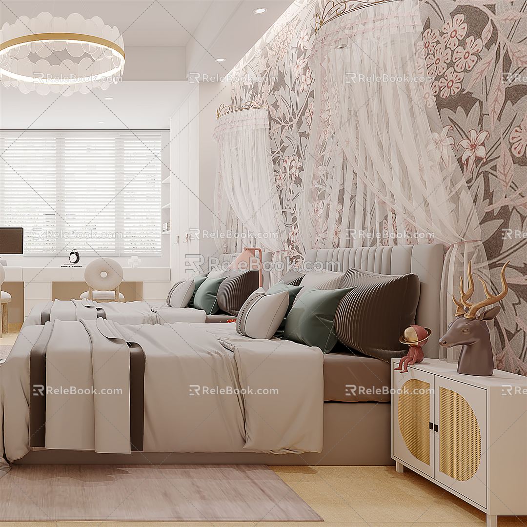 French Children's Room Daughter Room Bedroom 3d model