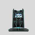 Modern VR Gaming Machine With Screen Pedals And Neon Light Design 3d model