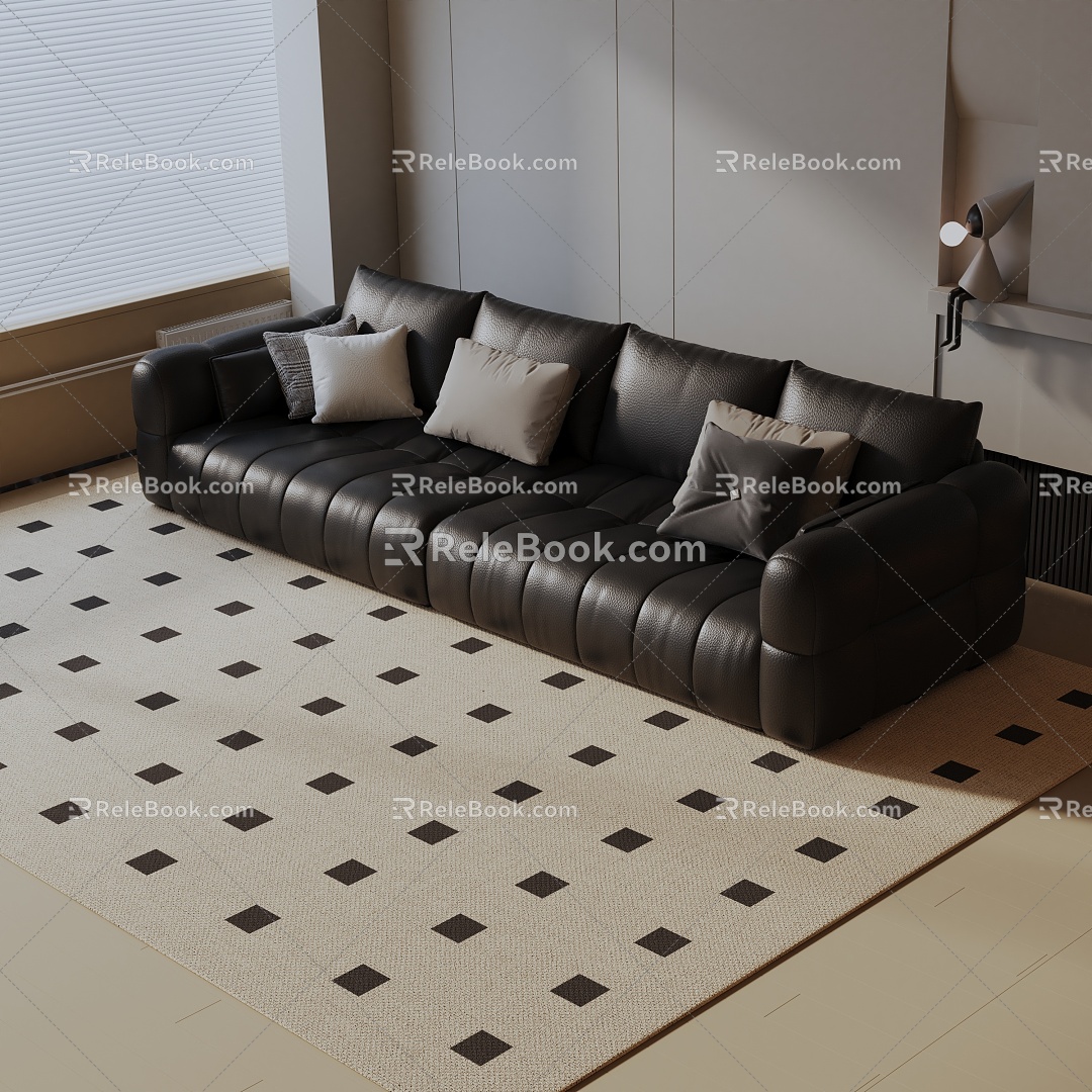 Modern three-seat sofa 3d model